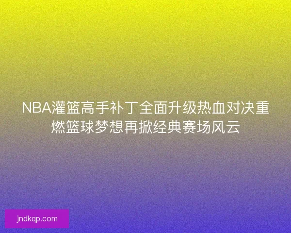 NBA灌篮高手补丁全面升级热血对决重燃篮球梦想再掀经典赛场风云